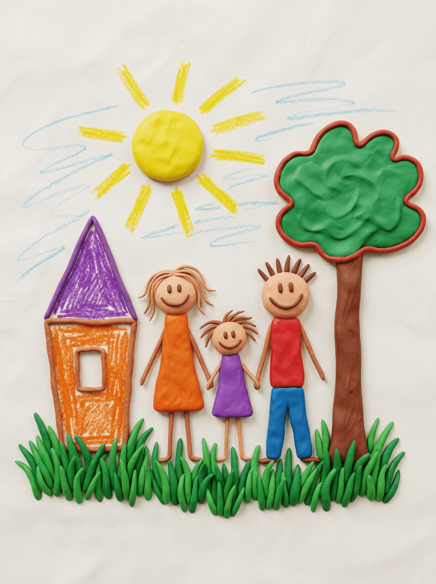 Family drawing in 3D Pixar / Clay style