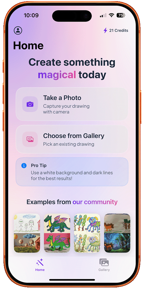 Doodle Genie app - Home Screen